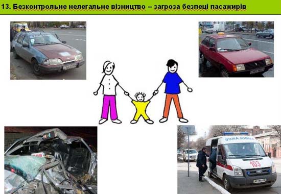Слайд 13. Безконтрольне нелегальне візництво — загроза безпеці пасажирів