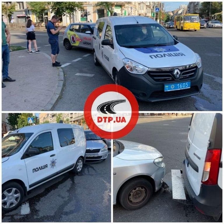 Водитель Uklon подбил автомобиль полиции, Киев, ДТП.